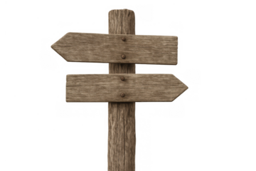 Wooden signpost with blank arrows pointing left and right, offering choice and guidance for decision making