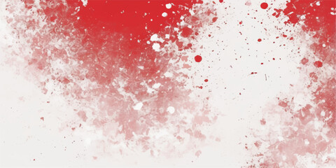 Red paint splatter and water drops on grunge texture paper for an abstract ink spot liquid design