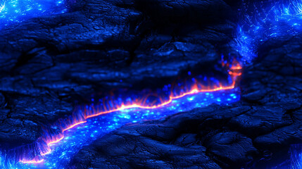 Bright glowing texture with electric blue and fiery orange elements
