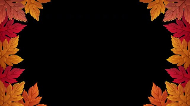 Autumn colorful leaves thanksgiving leaf frame animation with alpha channel