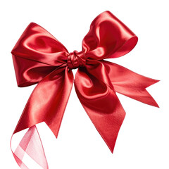 Shiny, silk red bow against a black background