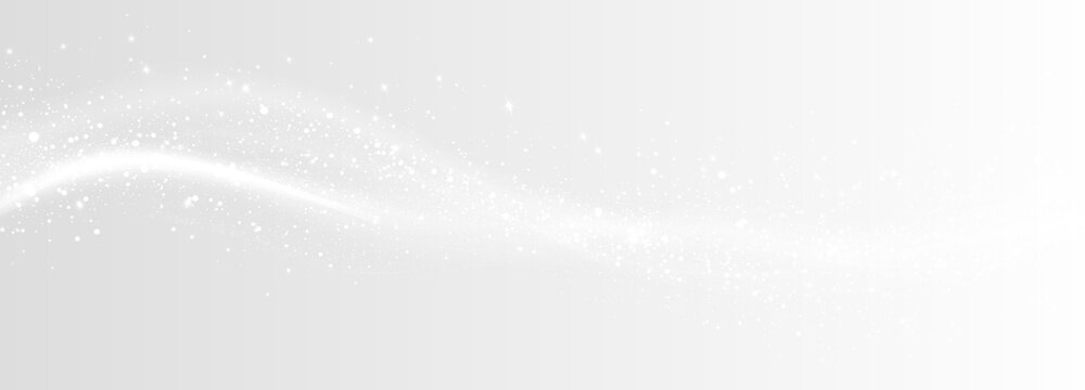 Elegant white background with soft swirling patterns and delicate snowflakes.Texture of cold winter wind. Light effect for advertising, holidays, cards, gifts. 