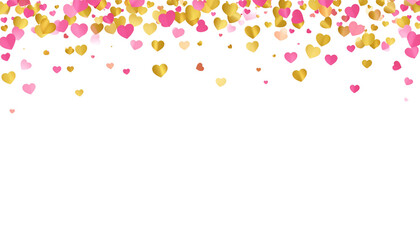 Red and pink heart shape symbolizes love, romance on Valentine's Day on white background