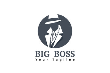 gentleman silhouette logo with suit and hat design illustration