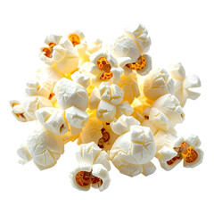Heap of fluffy, buttery popcorn, perfect for snacking, on black backdrop