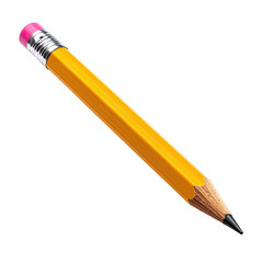 Yellow pencil with eraser on black background. Crisp, detailed