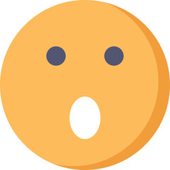 Fototapeta premium Orange Round Face Emoji Expression of Shock Surprise Mouth Open Wide Eyes Wide Blue Dots Minimalist Flat Icon Graphic Design