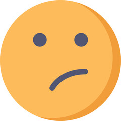 Orange Emoji Face With A Confused Expression And A Slightly Slanted Mouth On A Transparent Background