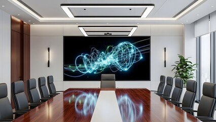 Modern Conference Room with Digital Display and Professional Furniture