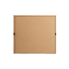 Square box, plain cardboard, dark clasps, simple packaging, centered