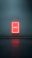 Red glowing SALE poster on urban street wall