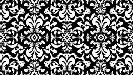 Black and White seamless damask pattern