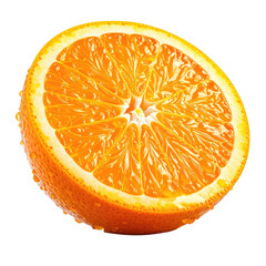 Bright half orange, vibrant, juicy and refreshing on black background