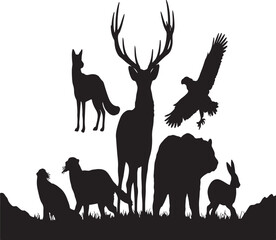 Vector animal illustration depicting wildlife in a natural setting for educational and design projects