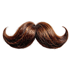 Brown mustache with detail isolated on black background, facial hair