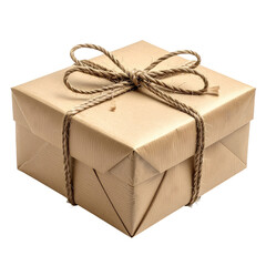 Wrapped gift with twine, simple aesthetic. Warm tones