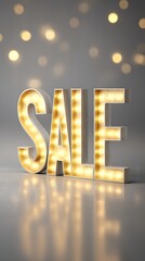SALE glowing 3D golden typography festive lights