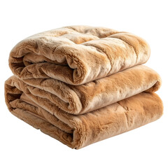 Folded soft brown plush blanket with quilted pattern on a black backdrop