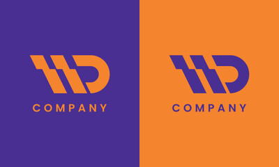 A strong WD monogram featuring bold geometric lettering and modern angular construction, ideal for technology companies, digital services, corporate brands, and innovative startups seeking a clean, co