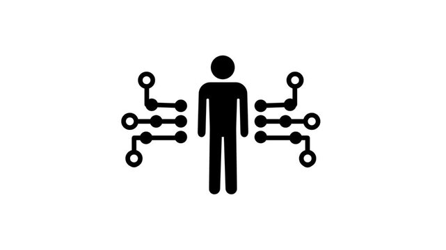 Shows a human figure integrated with digital nodes symbolizing how modern technology strengthens communication by merging human interaction with global connectivity.