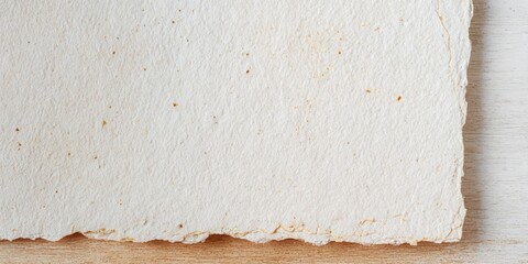 Handmade paper with rough edges on wooden surface