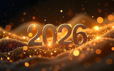 2026 Merry Christmas and Happy New Year Abstract shiny color gold wave design element. High quality