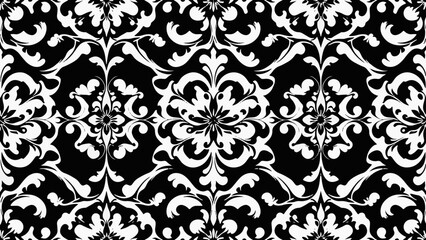 Seamless black damask pattern