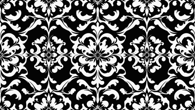 Seamless black damask pattern