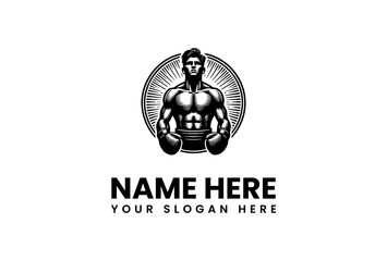 Muscular Boxer Mascot Logo Vector Illustration for Sports, Fitness, Gym, and Athletic Branding Concept, Featuring a Strong Male Figure
