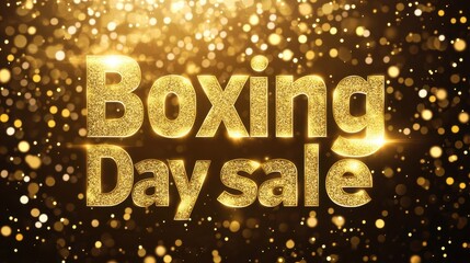 Golden Glittery Boxing Day Sale Text Background for Advertising.