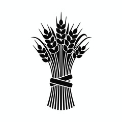 Obraz premium Black silhouette of a bundle of wheat stalks tied together