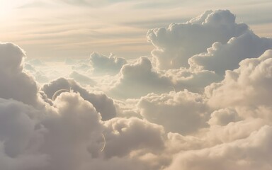 Aerial view of ethereal cumulus clouds in sky Vector