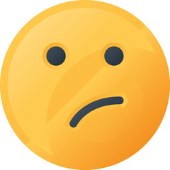 Yellow Smiley Face Icon With A Confused Expression And Dark Blue Eyes On A Transparent Background Showing A Slight Tilt And A Curved Mouth Suggesting Uncertainty Or Doubt