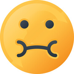 Yellow Emoji Face With Dark Eyes And A Horizontal Line Mouth Expressing Displeasure Or Nausea Against A Transparent Background
