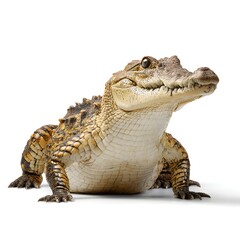 Young alligator or crocodile standing on white background studio shot