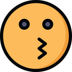 Orange Round Face Emoji With Puckered Lips And Dark Eyes On Transparent Background Expressing A Kissing Emotion