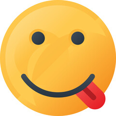 Playful yellow emoji face with tongue sticking out against a transparent background conveying a sense of silliness and lighthearted fun a simple yet expressive icon for digital communication and