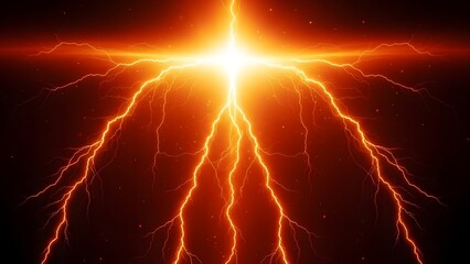 Dramatic lightning strike with bright orange glow against a dark background