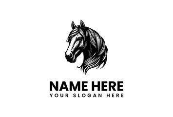 Dynamic horse head vector logo illustration, a powerful graphic design. Perfect for equestrian businesses and scalable branding, offering a majestic animal symbol