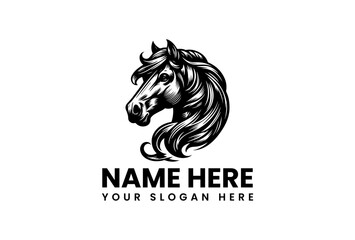 Powerful Horse Head Vector Logo Illustration for Sale - A Majestic Emblem