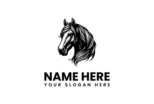 Dynamic horse head vector logo illustration, a powerful graphic design. Perfect for equestrian businesses and scalable branding, offering a majestic animal symbol