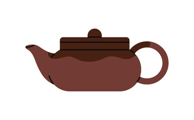 Ceramic tea infuser icon. Clay pot to brew herbs, making coffee. Pottery kettle for preparing herbal beverages. Teapot for cooking hot drinks. Flat isolated vector illustration on white background