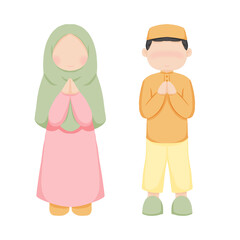 Muslim Boy and Girl Praying