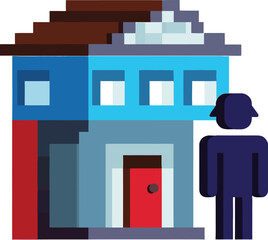 Vector illustration icon set of modern buildings and house architecture for city design concept