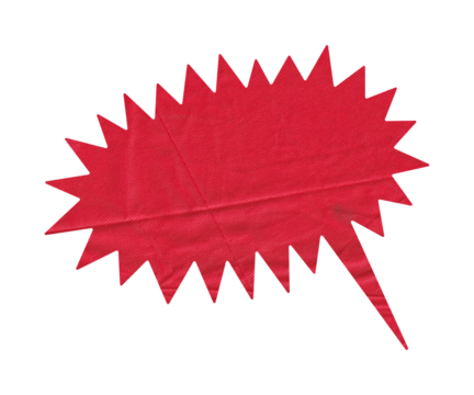 Red Textured Paper Shout Bubble for Announcements and Promos