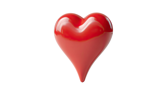 A shiny red heart symbol on a white background, perfect for romance, love, and Valentine's Day designs