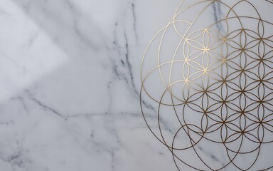 Golden sacred flower of life pattern marble Vector