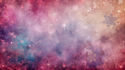 Ethereal Pink and Purple Fantasy Background with Sparkling Winter and Floral Elements