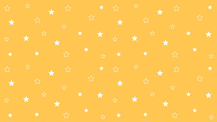 Star pattern with scattered white solid stars and outlined stars on a warm yellow background, creating a soft decorative style suitable for cute designs, backgrounds, and creative festive themes