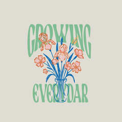 Hand drawn women's fashion flower design. print design.  Flower graphics. Botanical Illustration. flower t-shirt print